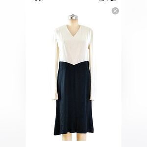 CHANEL BLACK AND WHITE SATIN DRESS